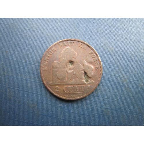 Монета 2 сантими Бельгія 1876 Belges фауна лев як є