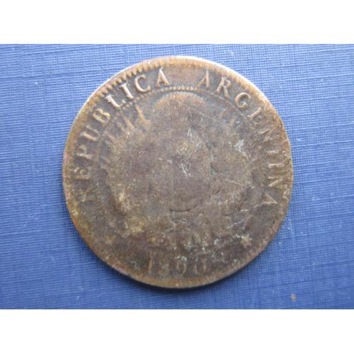 Монета 2 сентаво Аргентина 1890 как есть