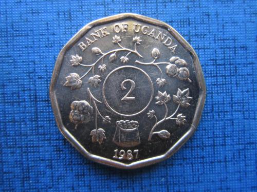 Монета 2 шиллинга Уганда 1987 состояние