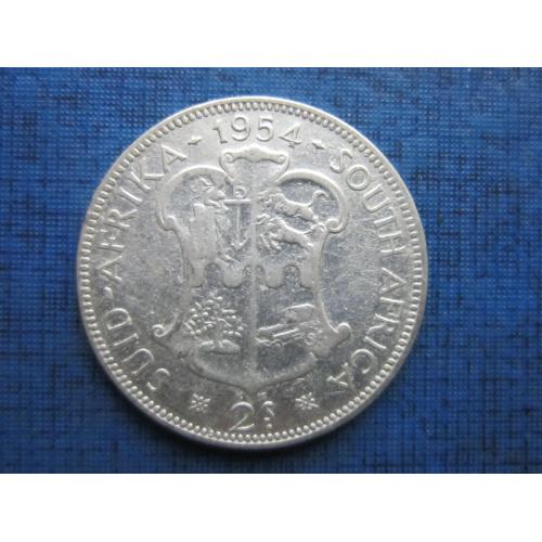 Монета 2 шиллинга ЮАР Британская 1954 серебро