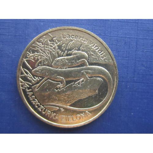 Монета 2 злотых Польша 2009 фауна ящерица