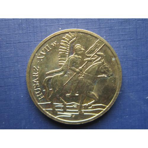 Монета 2 злотых Польша 2009 воин всадник гусар 17-го века