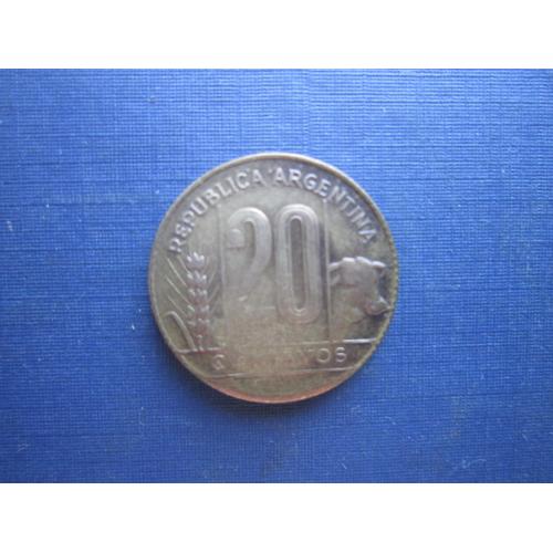 Монета 20 центов Аргентина 1949 фауна корова