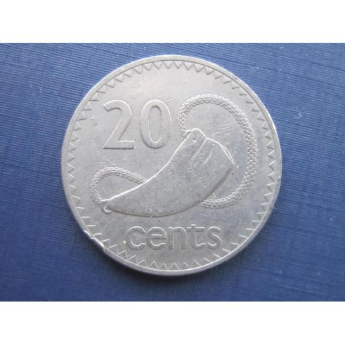 Монета 20 центов Острова Фиджи Британские 1969