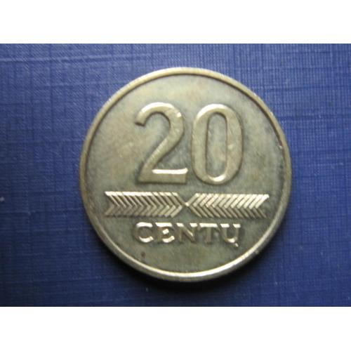 Монета 20 центов сенту Литва 2007