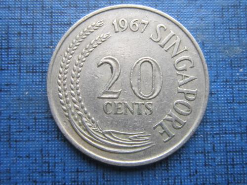 Монета 20 центов Сингапур 1967 фауна рыба-меч
