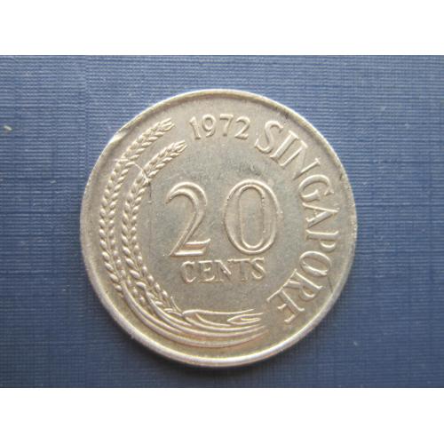 Монета 20 центов Сингапур 1972 фауна рыба-меч