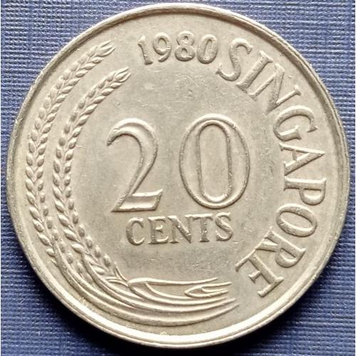 Монета 20 центов Сингапур 1980 фауна рыба-меч