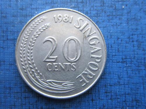 Монета 20 центов Сингапур 1981 фауна рыба-меч