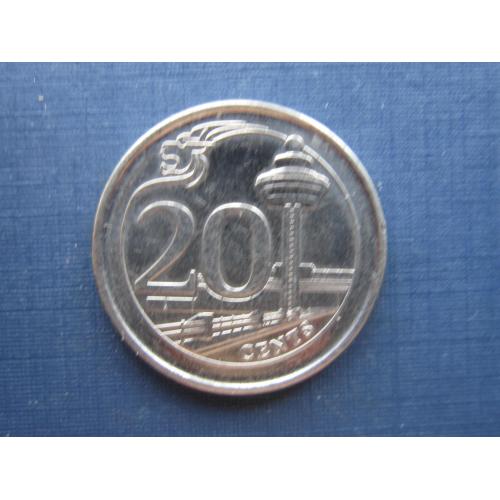Монета 20 центов Сингапур 2015