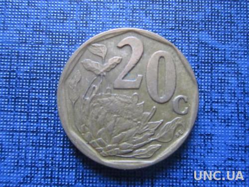 Монета 20 центов ЮАР 1997 флора
