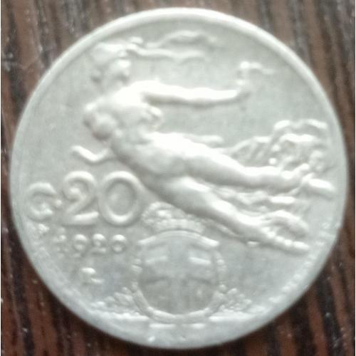 Монета 20 чентезими Италия 1920