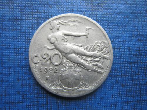 монета 20 чентезими Италия 1922