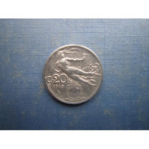 Монета 20 чентезімі Італія 1913