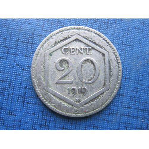Монета 20 чентезимо Италия 1919