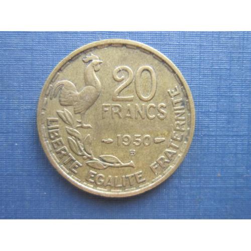 Монета 20 франков Франция 1950 В G.Guiraud 3 пера ! крайне редко