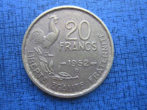 монета 20 франков Франция 1952 В фауна петух