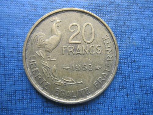 Монета 20 франков Франция 1953 фауна петух