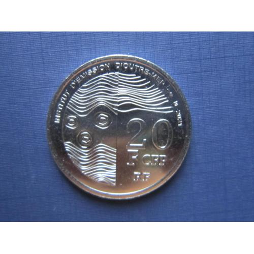 Монета 20 франков Таити (Полинезия Французская) 2021 фауна рыбы черепахи