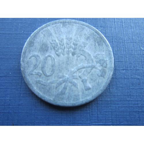 Монета 20 геллеров Богемия и Моравия Чехия 1940