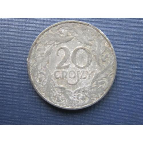Монета 20 грошей Польша 1923 цинк не магнитная