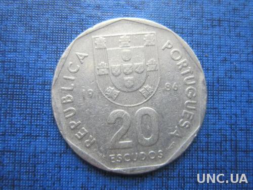 Монета 20 ишкуду Португалия 1986 роза ветров

