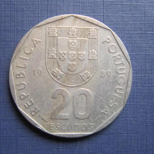 Монета 20 ишкуду Португалия 1989 роза ветров