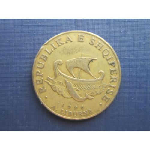 Монета 20 лек Албания 1996 корабль парусник фауна дельфин