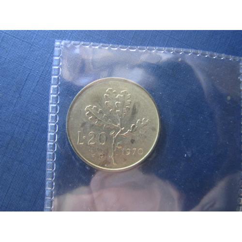 Монета 20 лир Италия 1970 UNC запайка из набора
