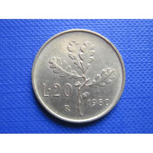 Монета 20 лир Италия  1980