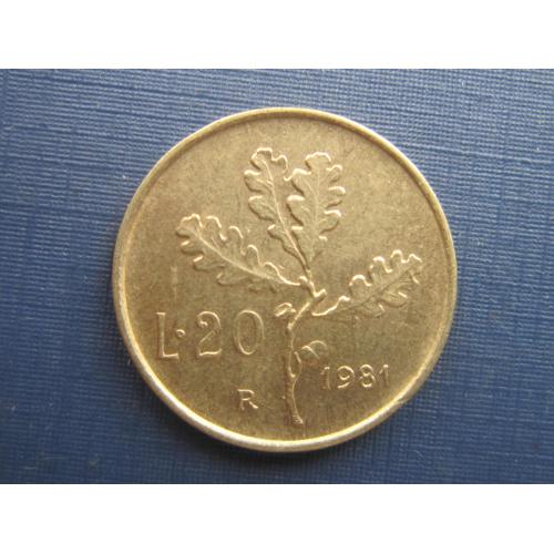 Монета 20 лир Италия 1981 флора дуб
