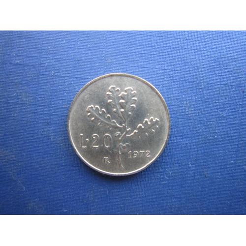 Монета 20 лір Італія 1972 флора дуб