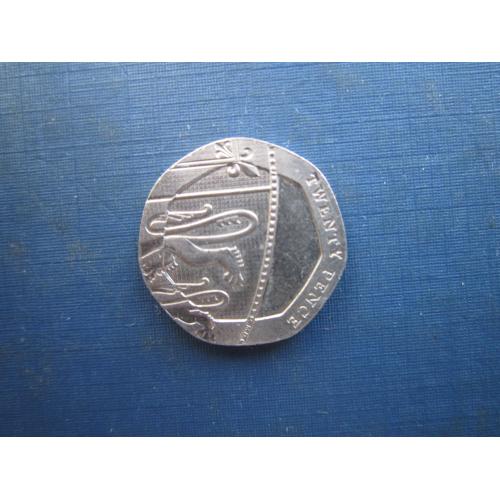 Монета 20 пенсів Великобританія 2009 щит лев