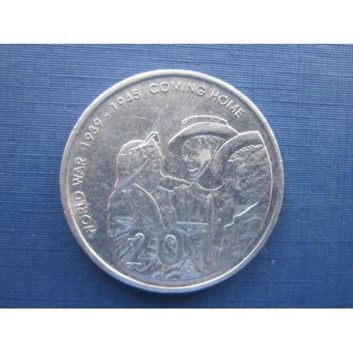 Монета 20 пенсов Австралия 2005 Вторая Мировая война возвращение домой