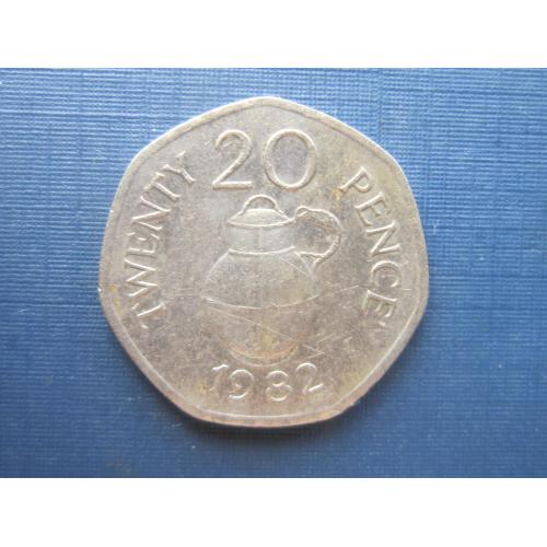 Монета 20 пенсов Гернси Великобритания 1982 кувшин