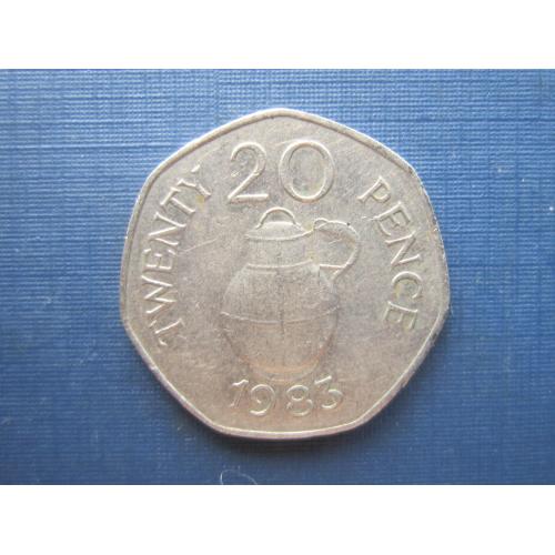 Монета 20 пенсов Гернси Великобритания 1983 кувшин