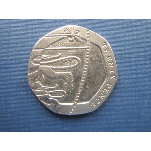 Монета 20 пенсов Великобритания 2011 щит фауна лев