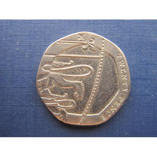 Монета 20 пенсов Великобритания 2014 щит лев