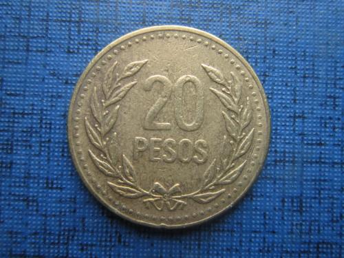 Монета 20 песо Колумбия 1991