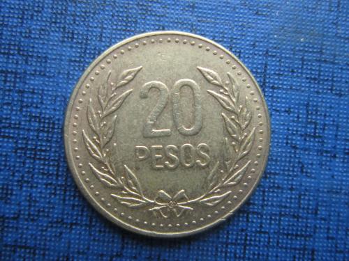 Монета 20 песо Колумбия 1992