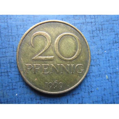 Монета 20 пфеннигов Германия ГДР 1969