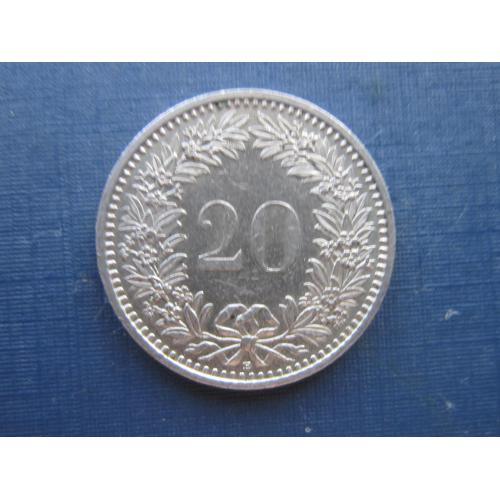 Монета 20 раппен Швейцария 1988