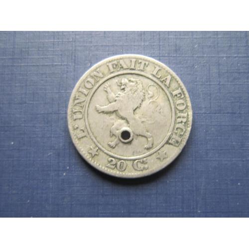 Монета 20 сантимов Бельгия 1861 Belges как есть