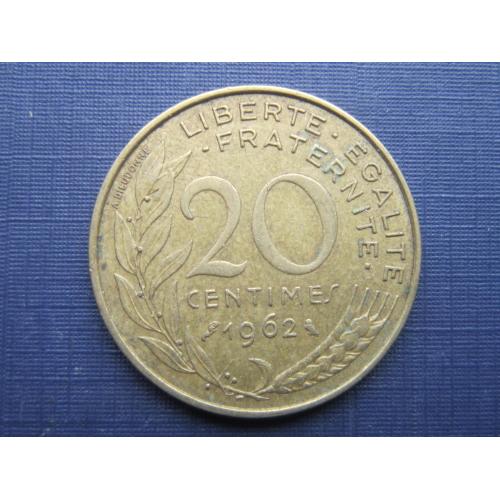 Монета 20 сантимов Франция 1962