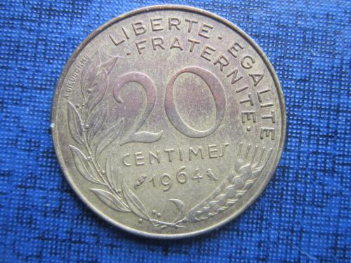 Монета 20 сантимов Франция 1964
