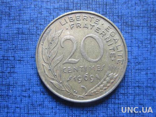 Монета 20 сантимов Франция 1969
