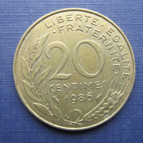 Монета 20 сантимов Франция 1986
