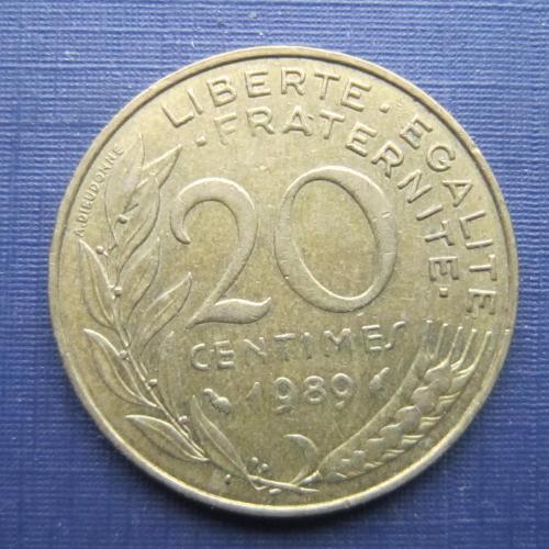 Монета 20 сантимов Франция 1989