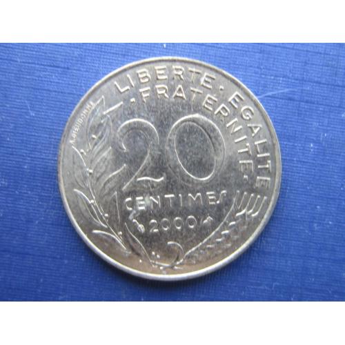 Монета 20 сантимов Франция 2000 нечастый год