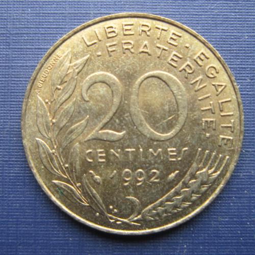 Монета 20 сантимов Франция 1992